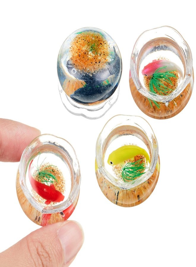 Simgoing 4 Pcs Miniature Dollhouse Accessories, 1: 12 Scale Mini Resin Fish Tank for Garden Scene Decor, Miniature Things for DIY Decorations - Image 1